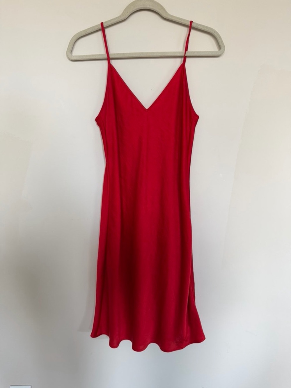 Red Slip Dress with V-Neck